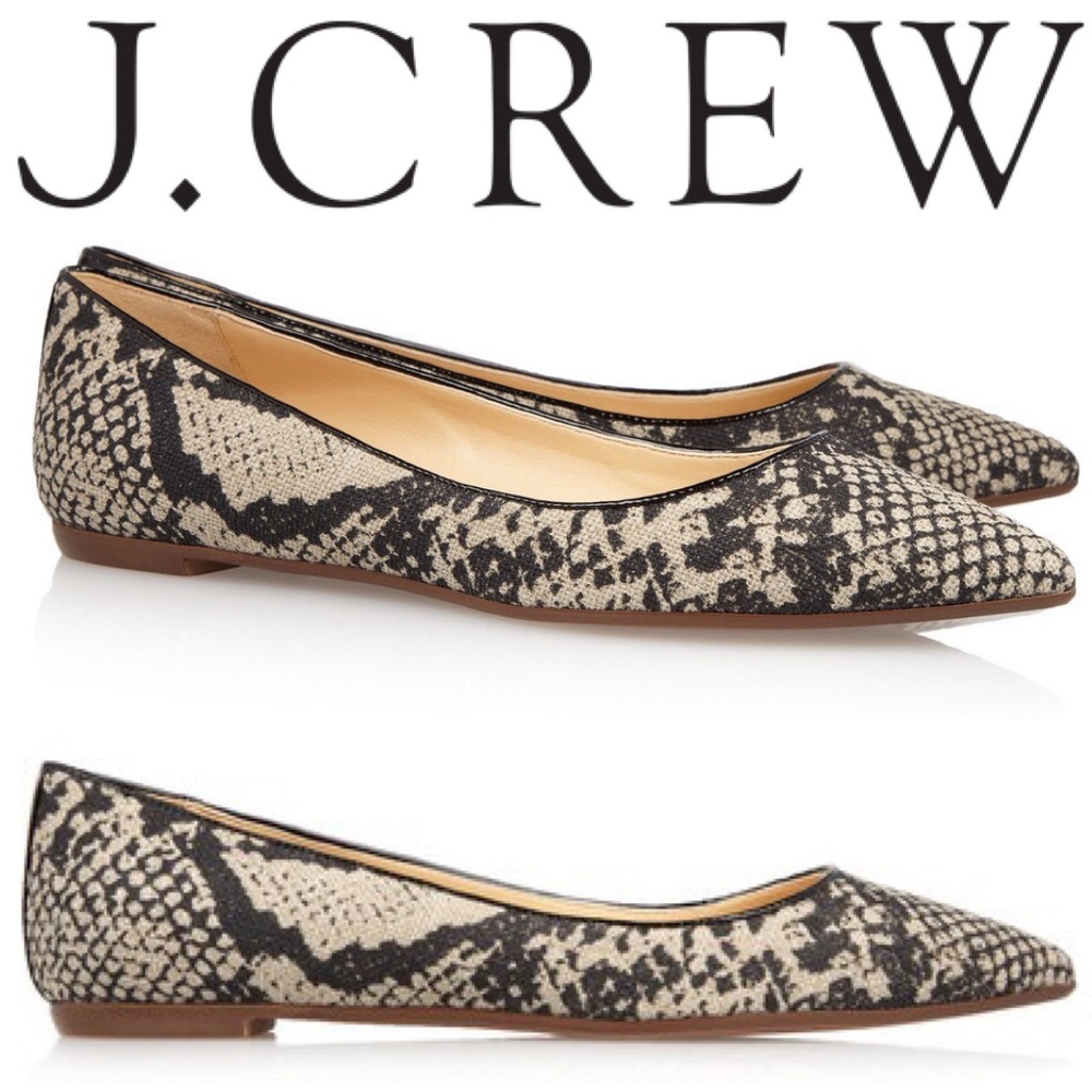 J.Crew Viv Python-Print Canvas Flats - Picture 2 of 7